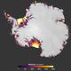 The flow of Antarctic ice to sea derived from Landsat imagery. Image: NASA Earth Observatory